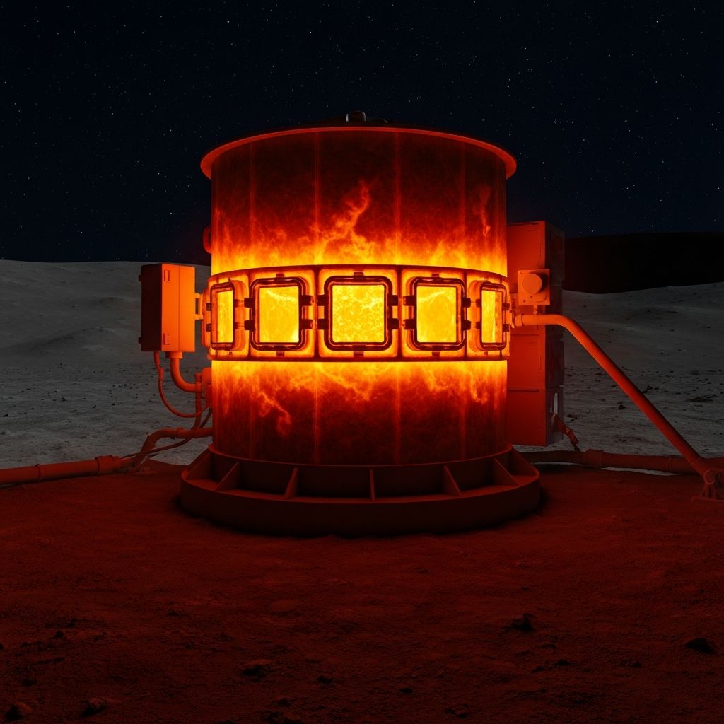 RegoForge thermal storage core glowing at 1200°C